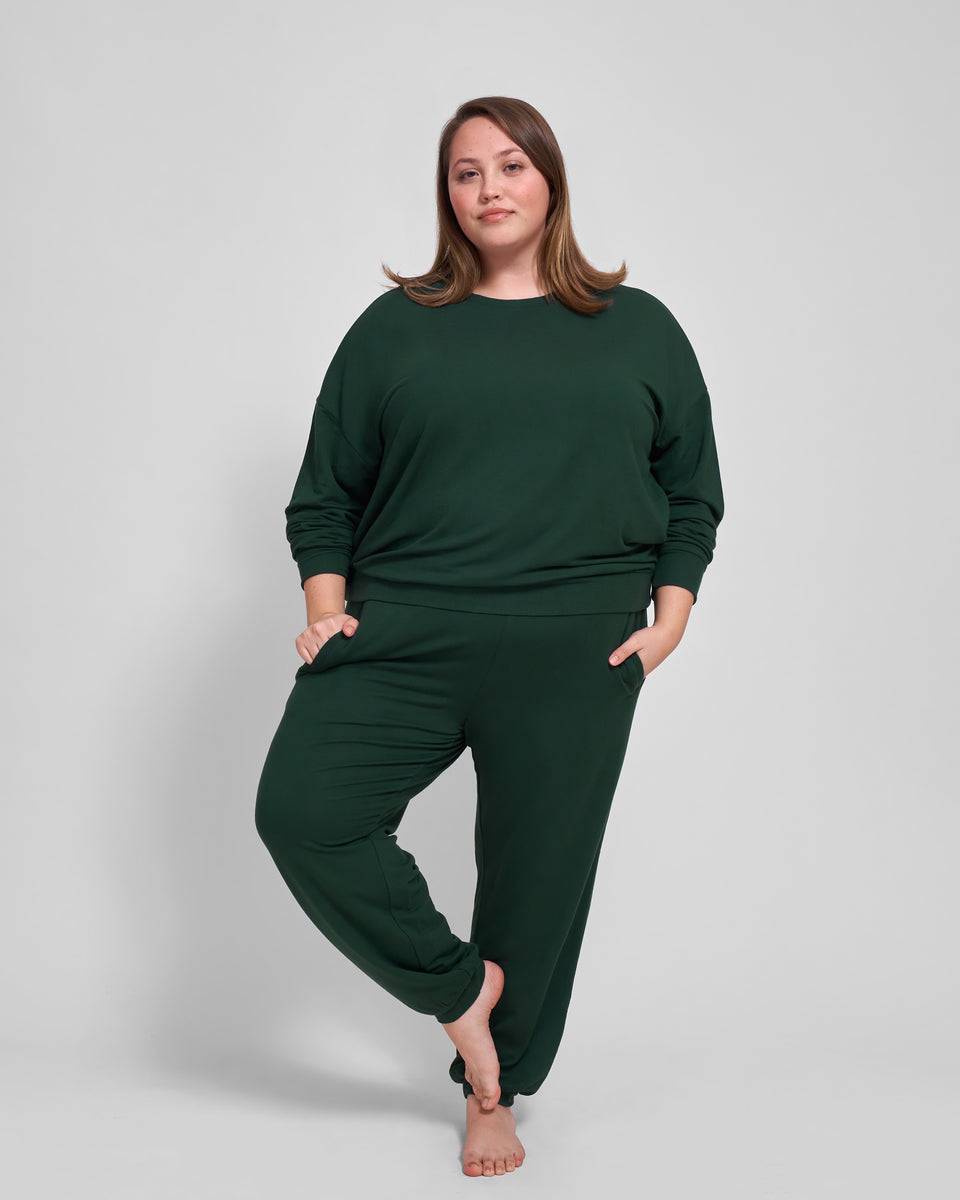 Bridget Luxe Fine Terry Jogger - Forest Green Zoom image 5