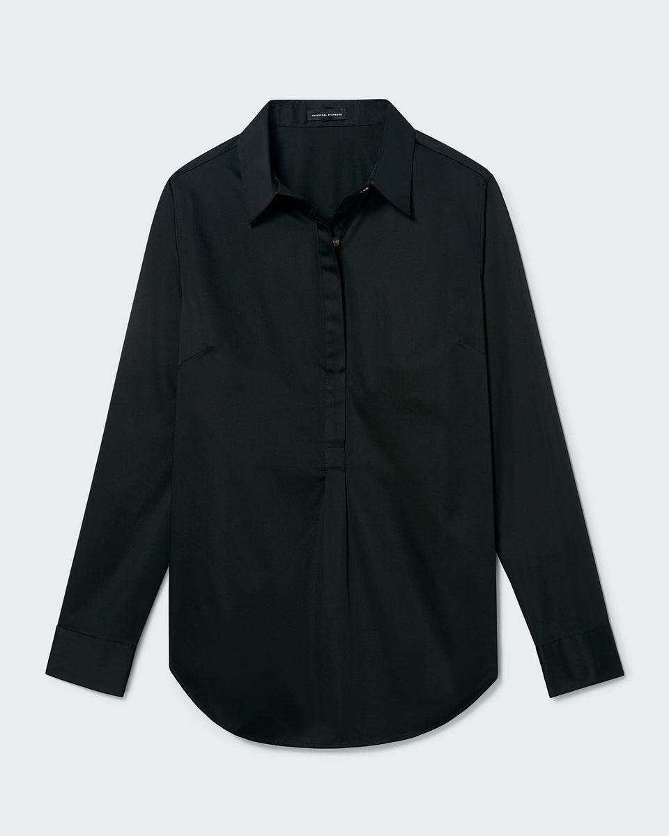 Elbe Popover Stretch Poplin Shirt Petite Fit - Black