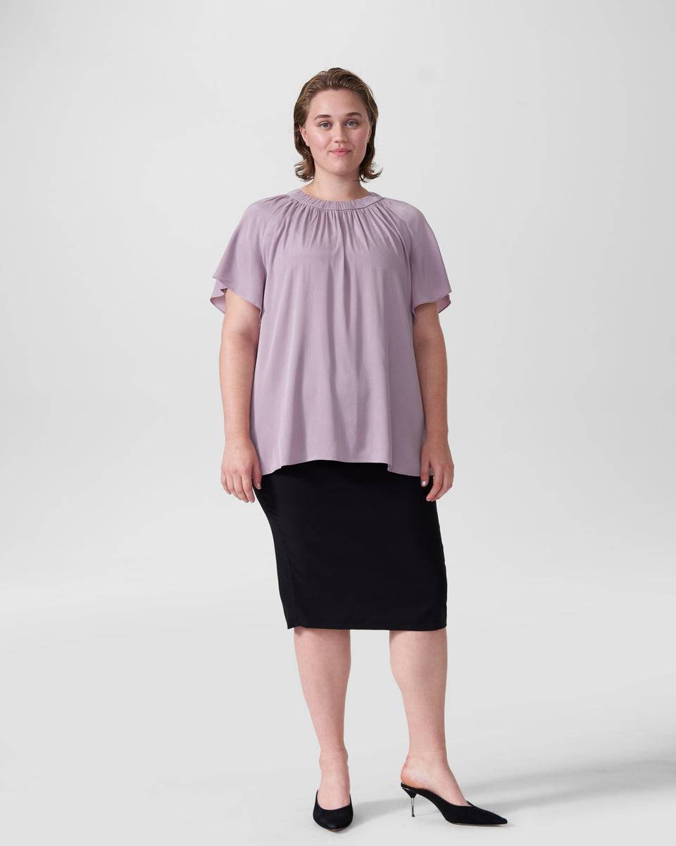 Alex Short Sleeve Shirred Top - Orchid Zoom image 4