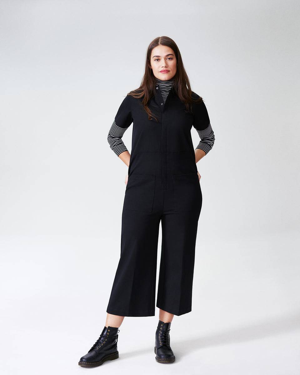 Kate Stretch Cotton Twill Jumpsuit - Black Zoom image 5